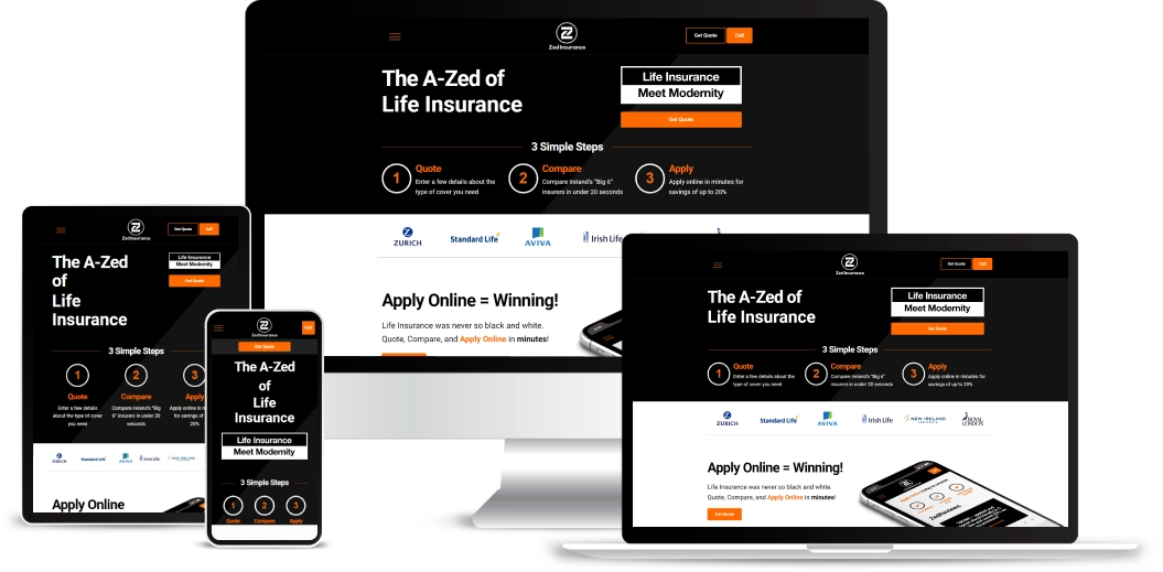 Website design Responsive/Zed Insurance banner